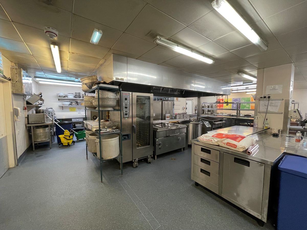Large-scale kitchen ductwork and canopy installation in progress — EMCC Nottingham