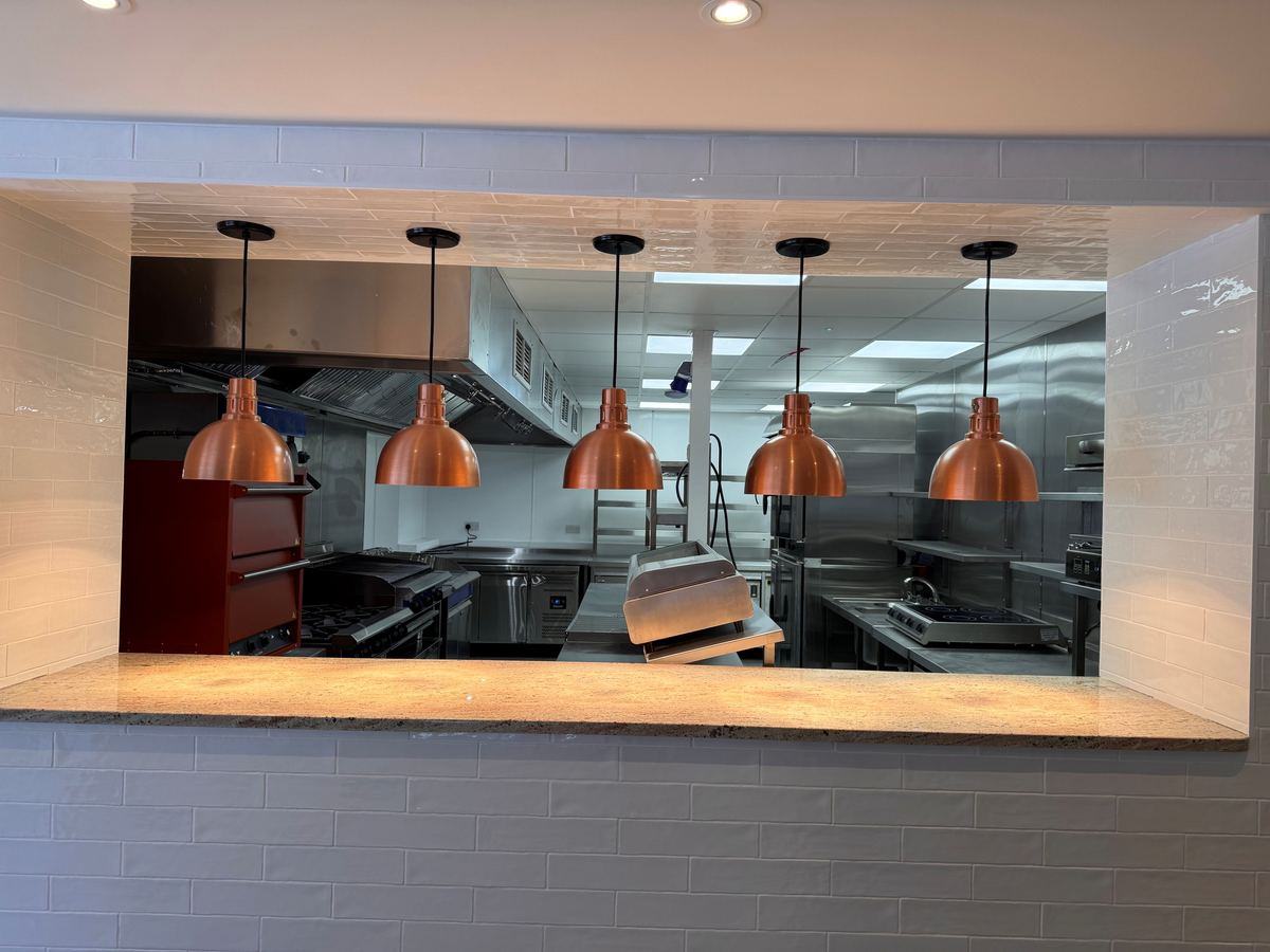 The Hurts Arms Ambergate — marble servery pass and kitchen by Castle Catering Engineers
