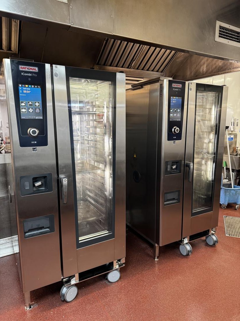 Twin Rational iCombi Pro 20-grid combination ovens installed by Castle Catering Engineers