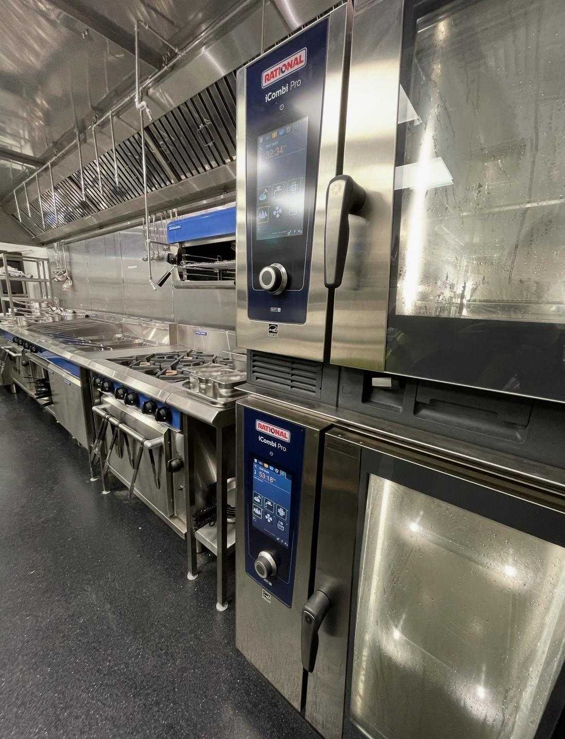 Rational iCombi Pro stacked combination ovens in completed kitchen — CCE installation